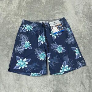 Hurley Mens Regular Fit Swim Shorts 4-Way Stretch Floral Blue L a0008